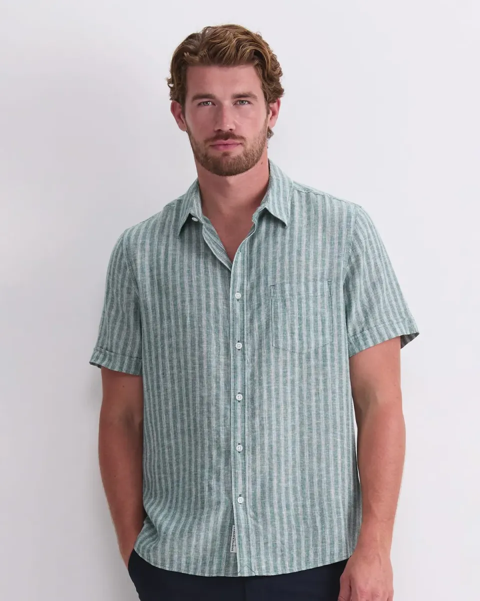 Sportscraft Linen Stripe chemise lin rayée homme