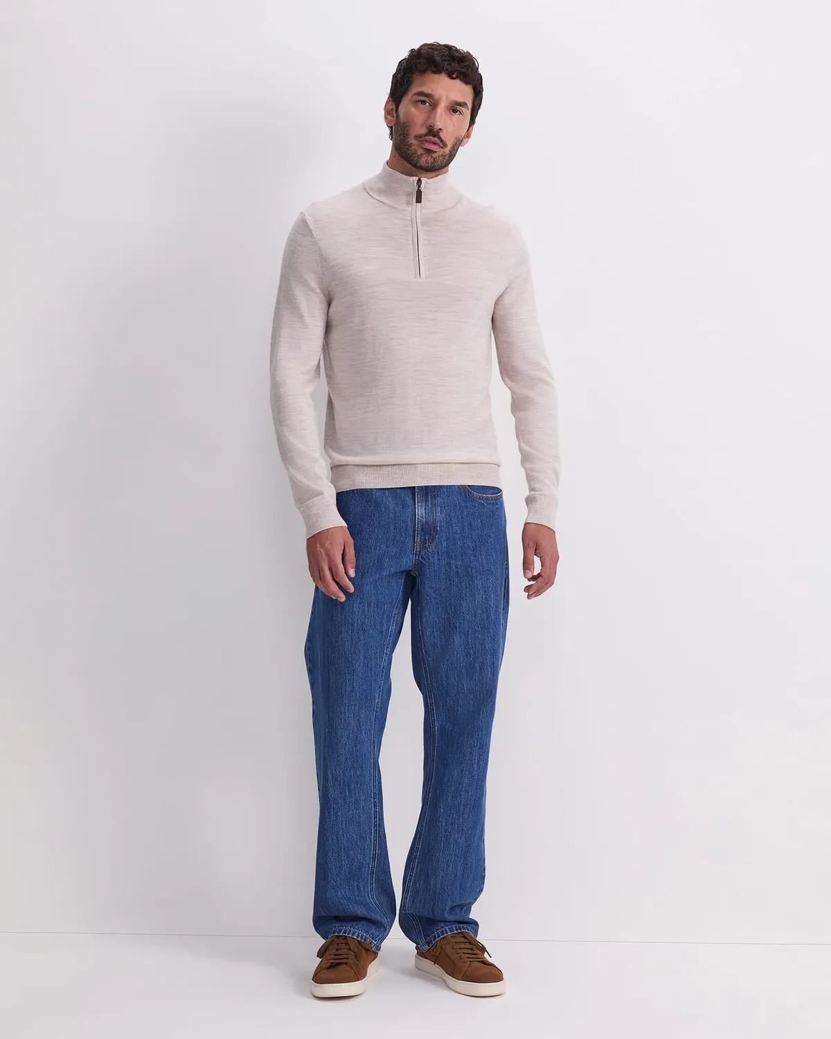 Sportscraft Merino pull col zippé laine homme quart zip