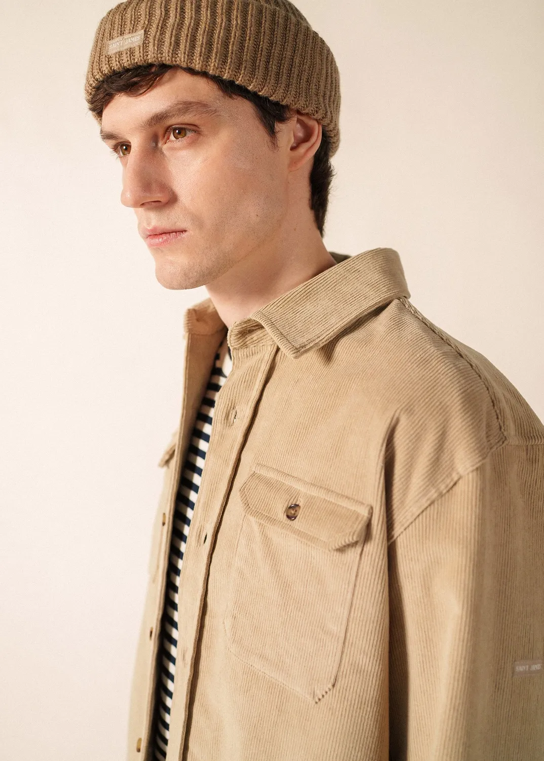 Saint James Miki bonnet beige foncé laine taille unique