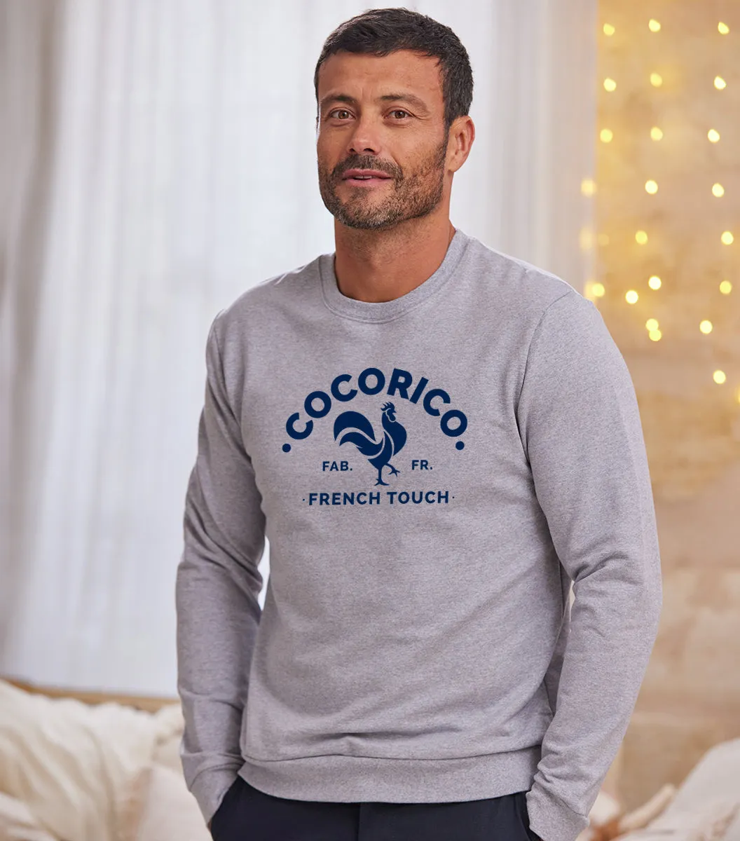 Cocorico Coq Français sweat homme gris coton peigné