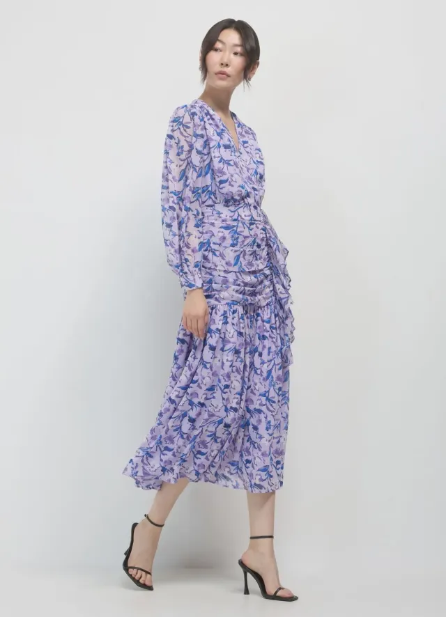 Calliope robe longue femme fleurs georgette col V