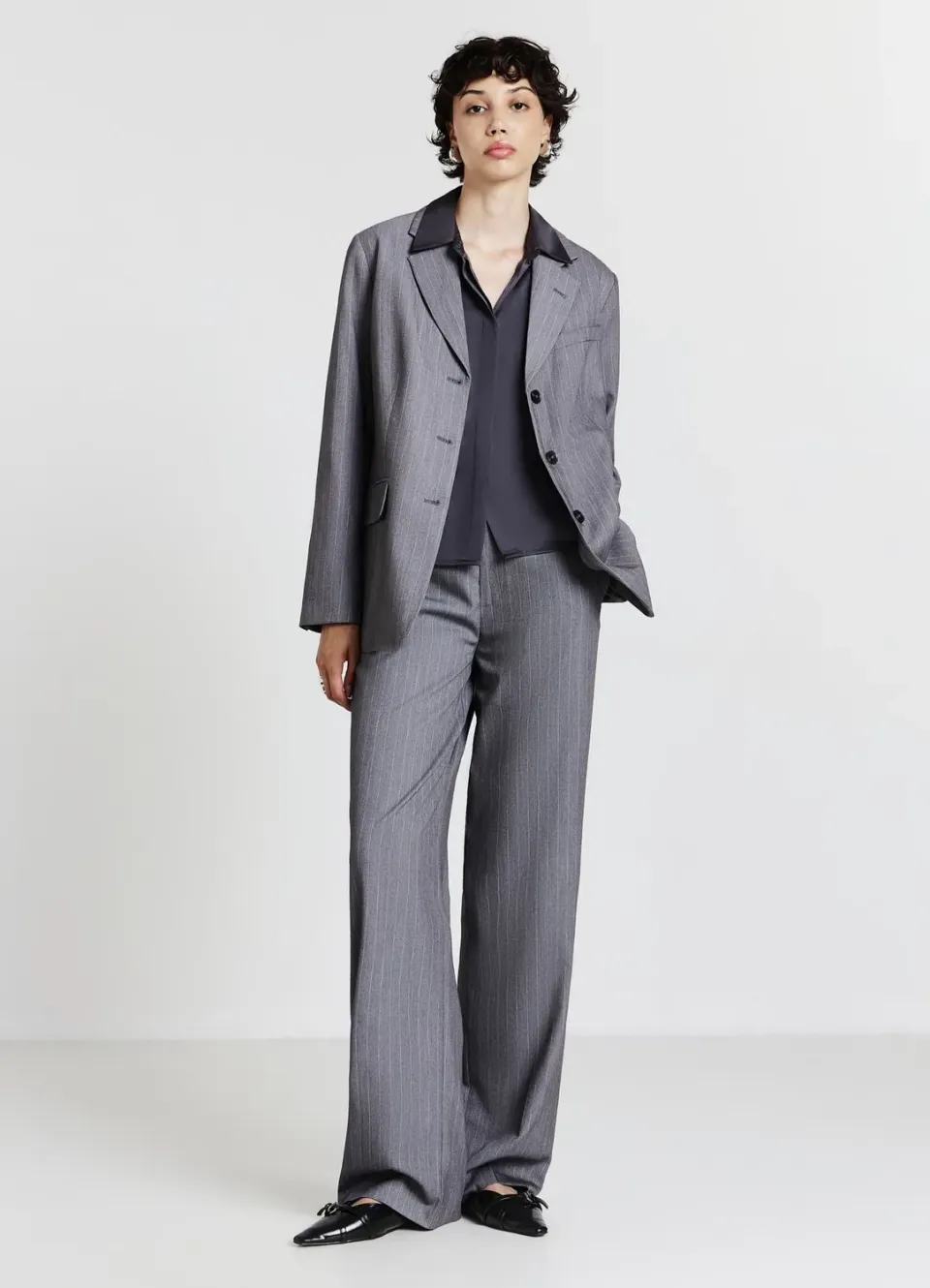 Calliope pantalon droit à rayures femme bureau