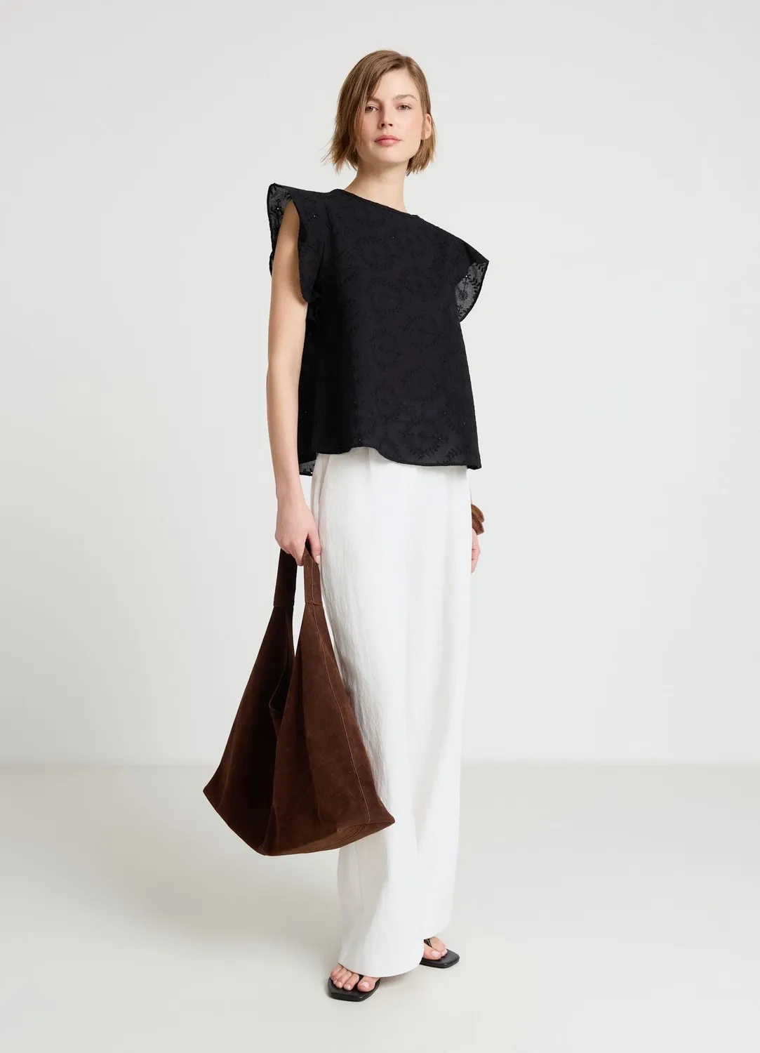 Calliope Blouse broderie sangallo femme manches volants