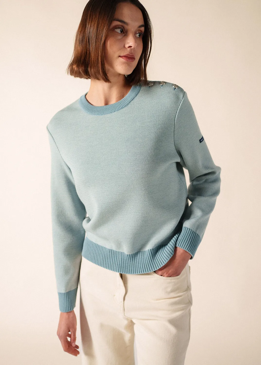 Saint James Cancale pull marin femme céleste laine