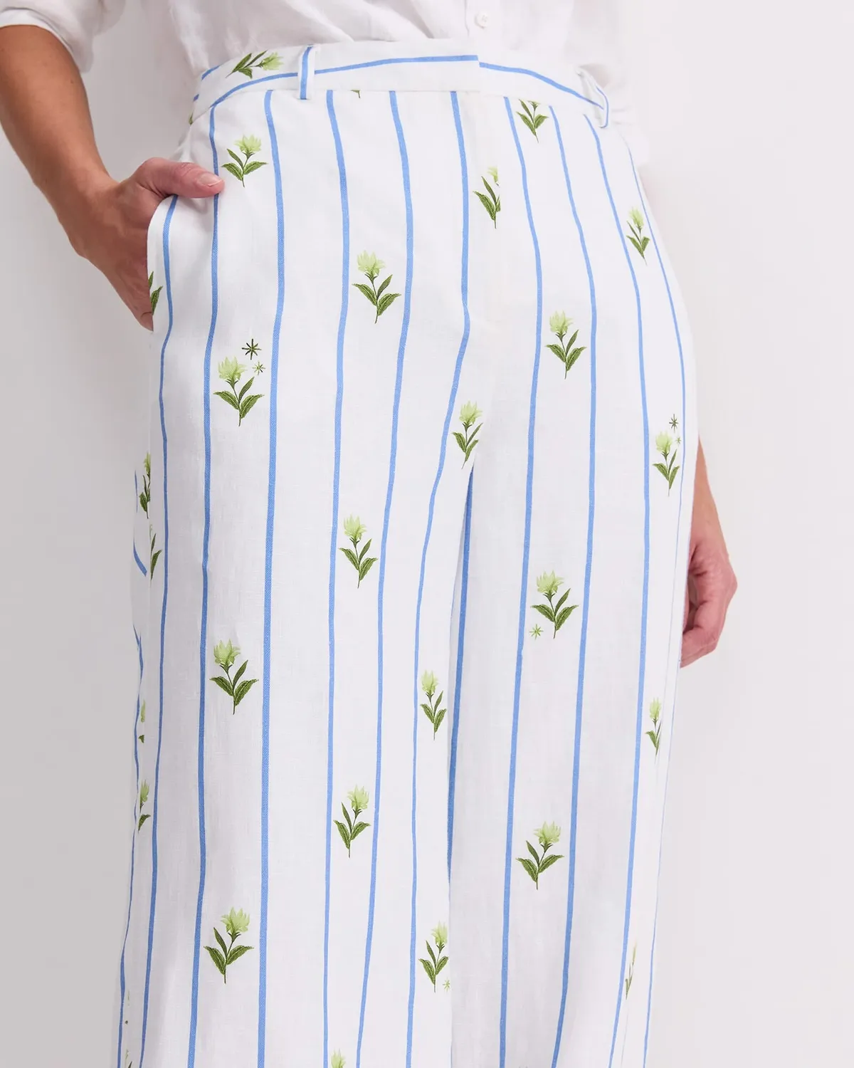 Sportscraft Hampton Stripe pantalon lin rayé
