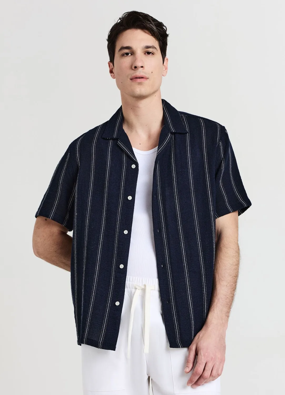 Calliope chemise homme rayée coton manches courtes