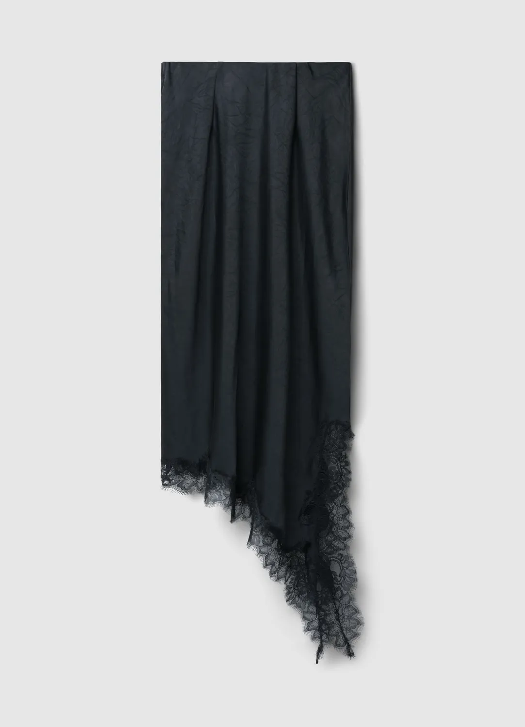 Calliope jupe midi asymétrique satin dentelle