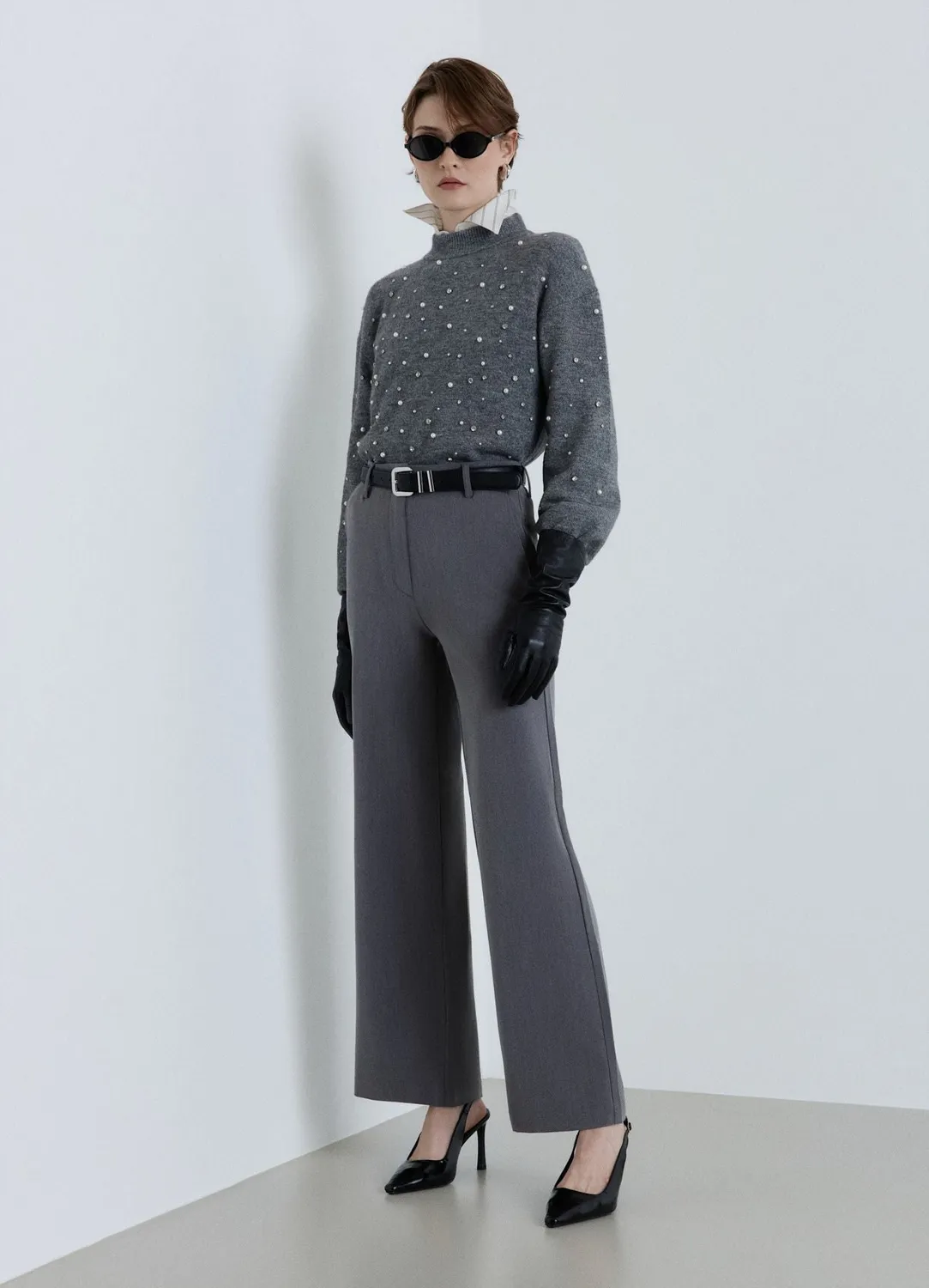 Calliope pantalon palazzo femme taille mi-haute uni