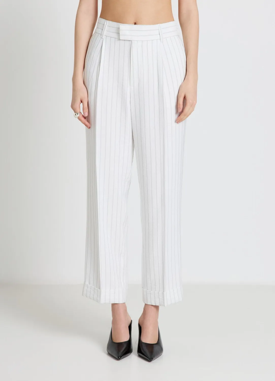 Calliope pantalon rayé femme élastique revers