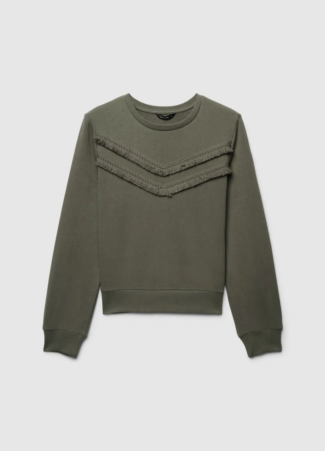 Calliope sweat col rond franges femme uni