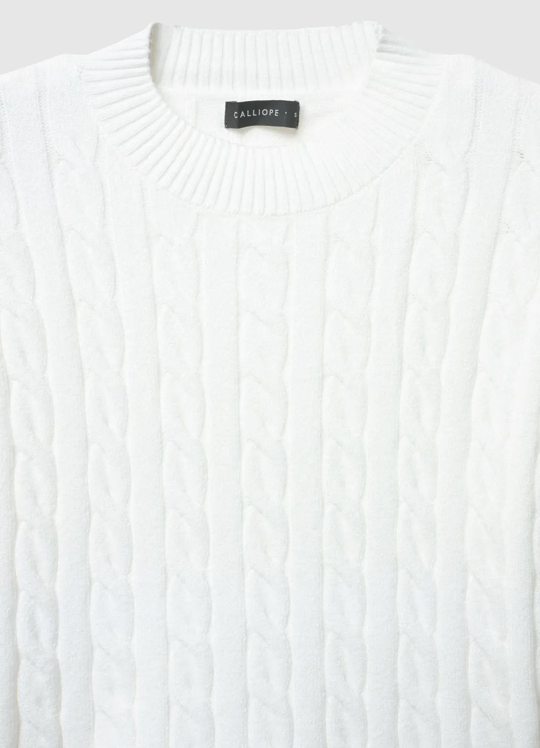 Calliope pull crop torsades femme manches longues
