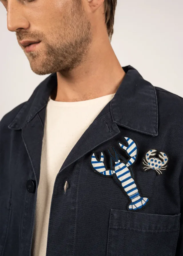 Saint James x Macon Lesquoy Homard broche bleu blanc 11,7 cm