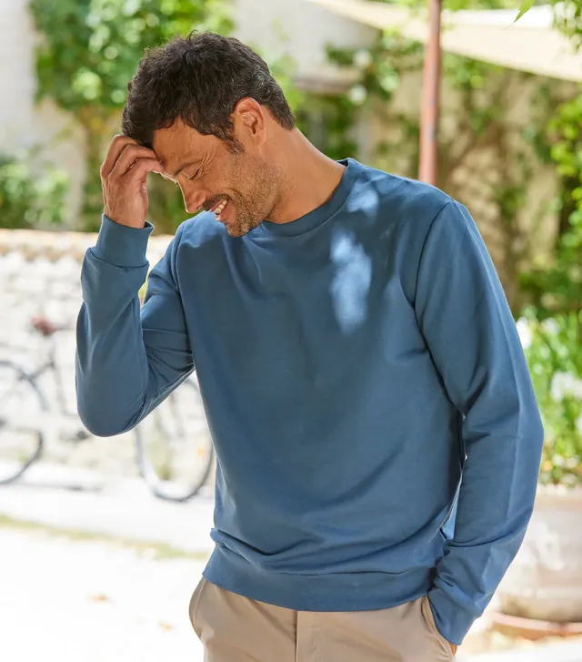 Cocorico Intemporel Sweat homme azur coton doux