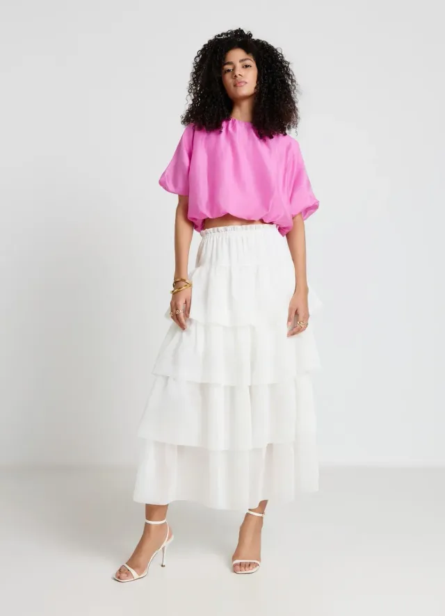 Calliope ballon blouse femme unie manches courtes