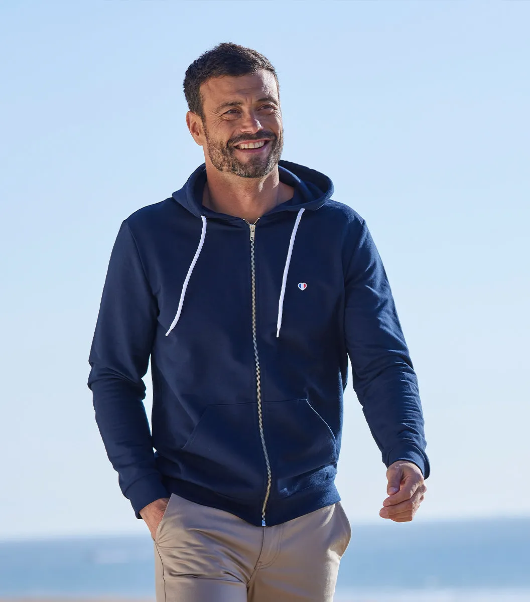Cocorico Iconique sweat zippé homme marine coton