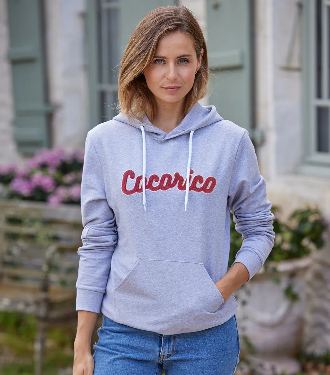 Cocorico Bouclette sweat à capuche femme gris molleton