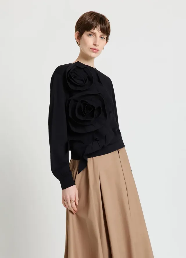 Calliope sweat volants fleurs femme manches longues col rond