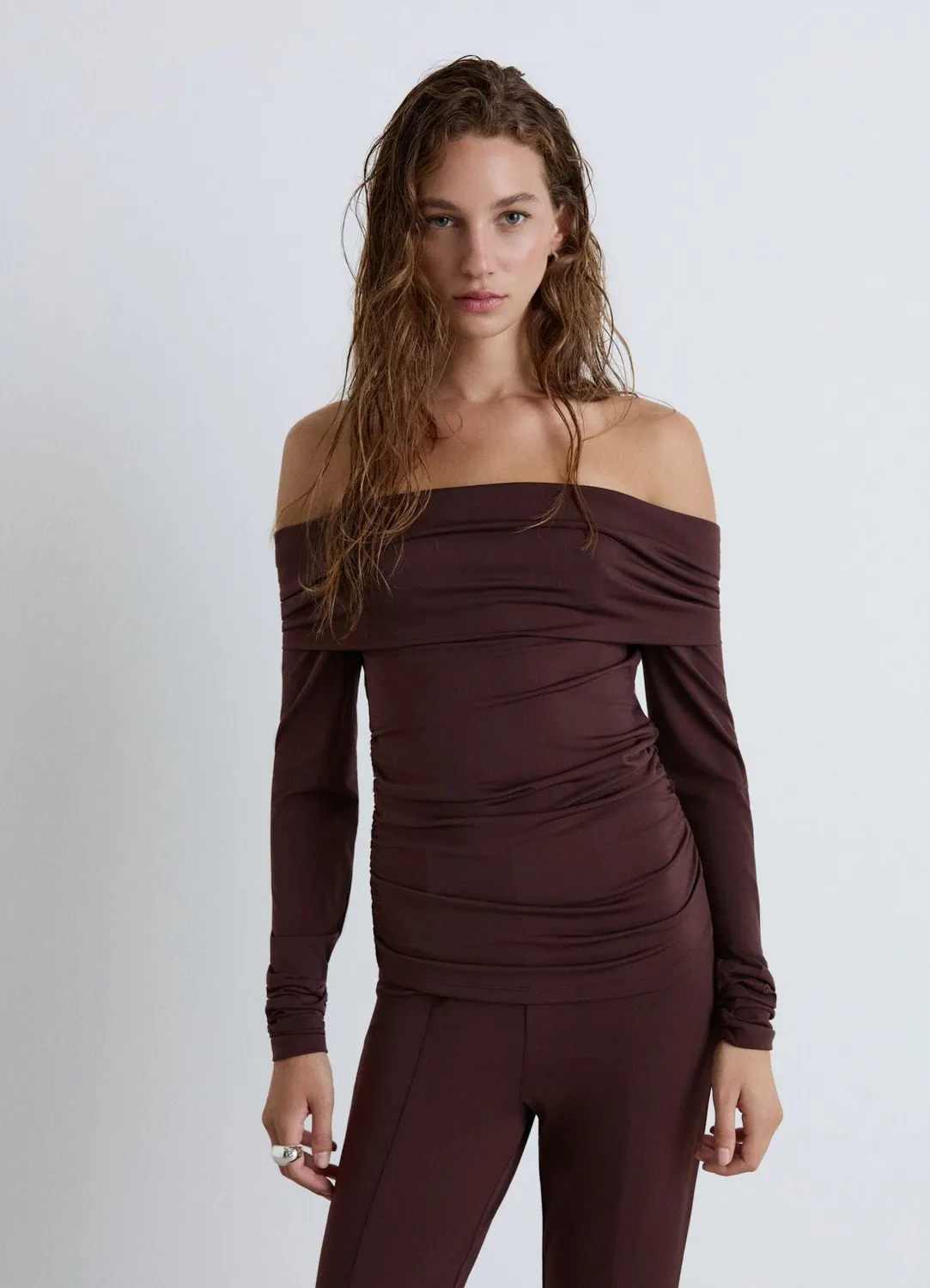 Calliope t-shirt épaules nues femme froncé soirée
