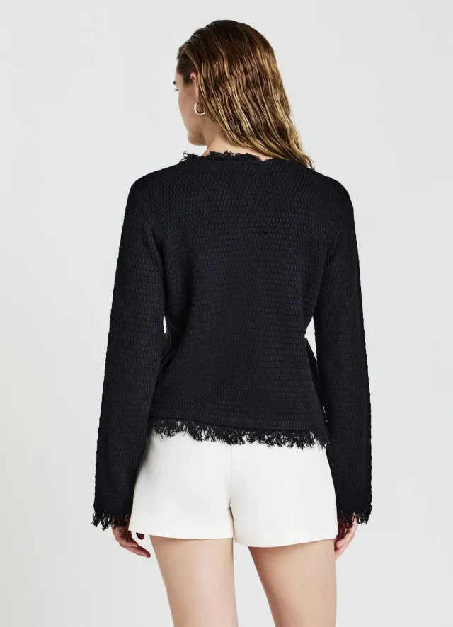 Calliope franges cardigan femme col rond