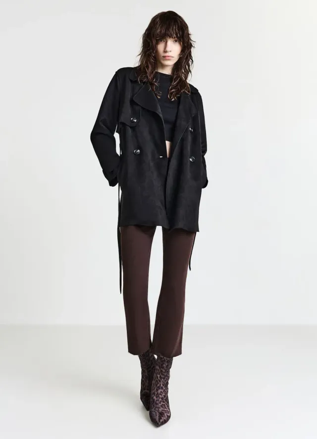 Calliope Trench femme simili daim ceinture