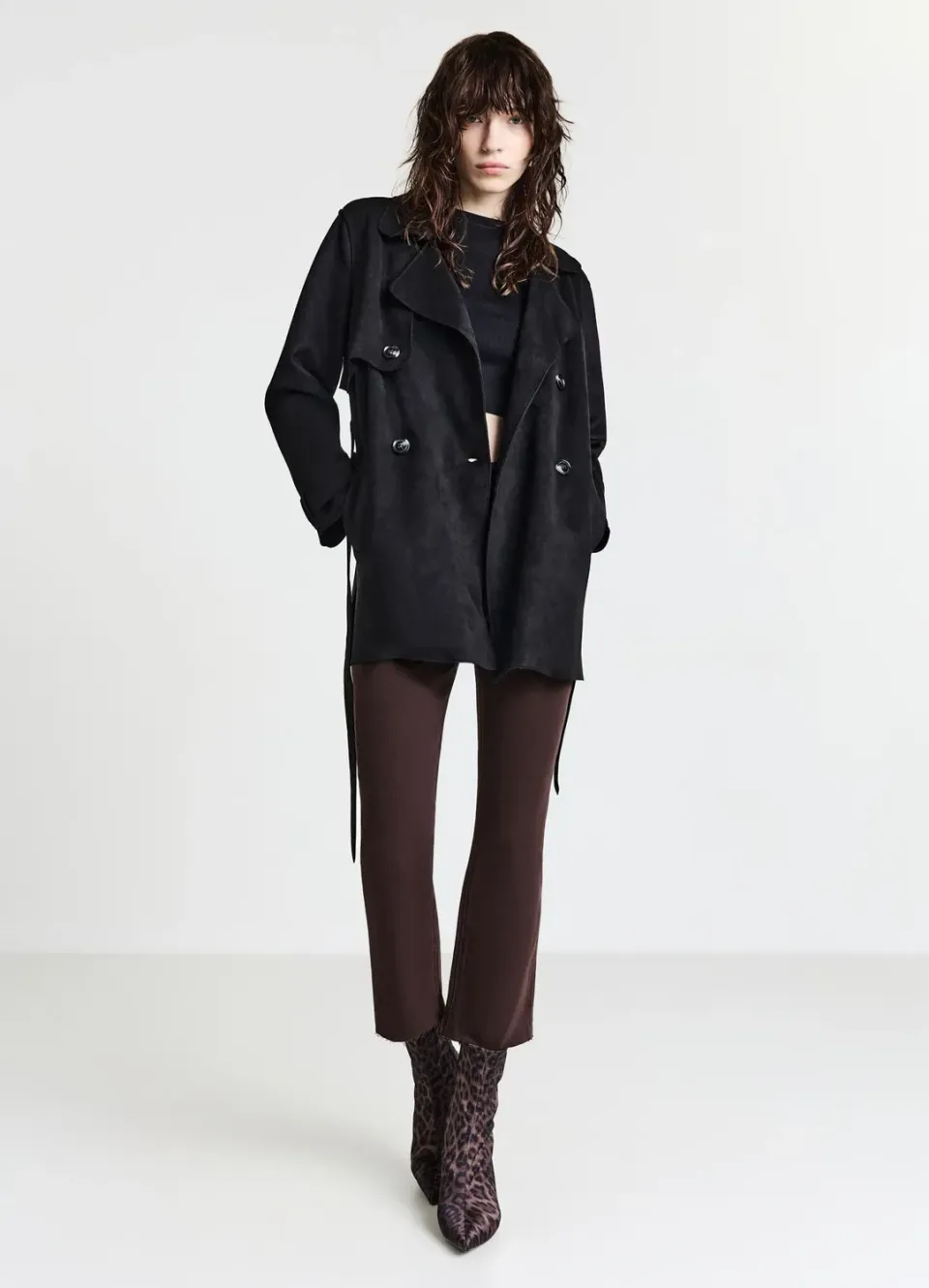 Calliope Trench femme simili daim ceinture