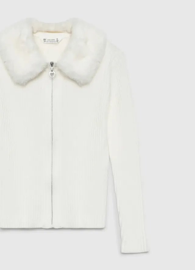 Calliope pull zip fille col fourrure amovible