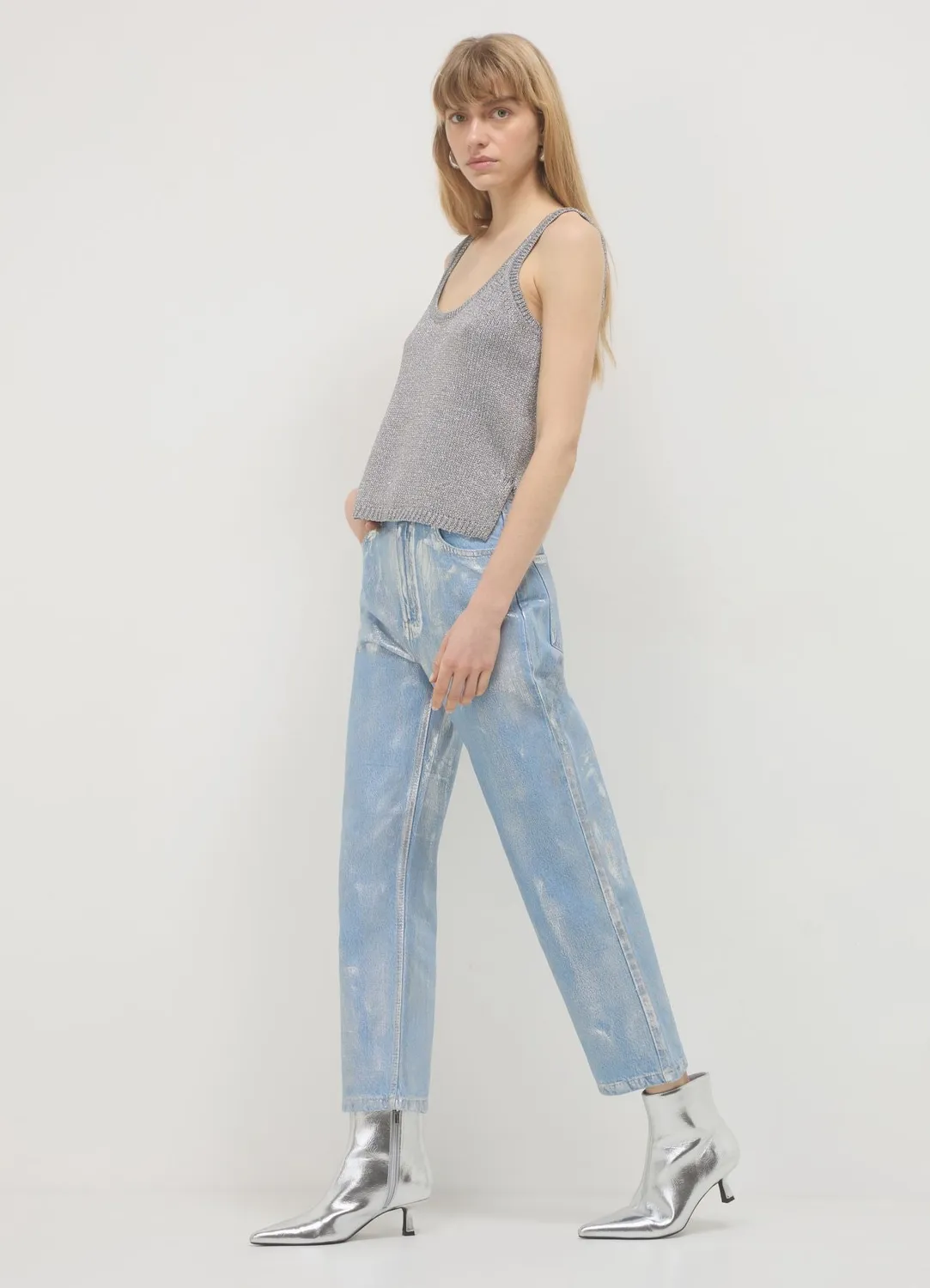 Calliope jean straight femme effet enduit 42