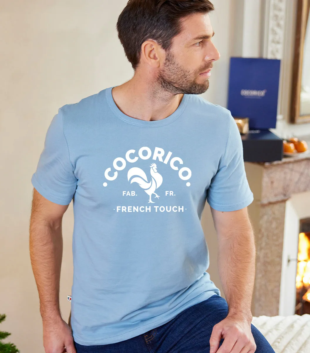 Cocorico Coq Français t-shirt homme ciel coton