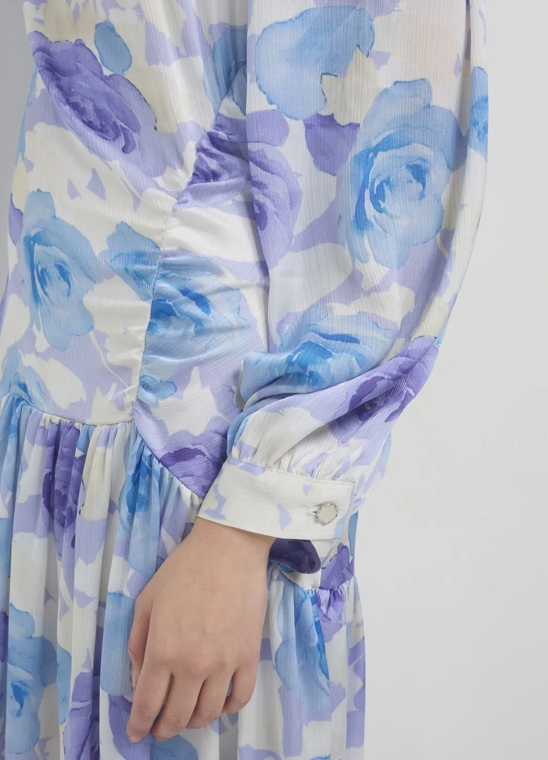 Calliope Atelier Robe longue femme fleurie satinée