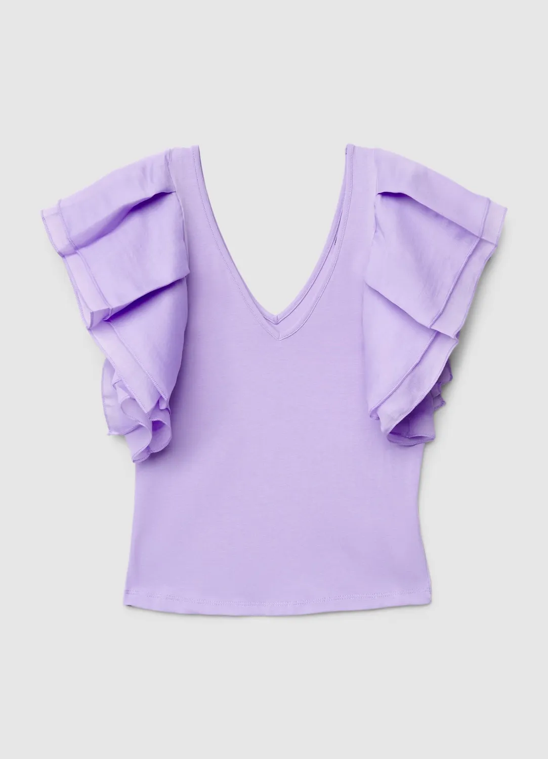 Calliope t-shirt col V volants organza uni