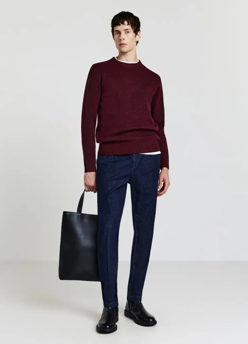 Calliope pull col rond homme uni manches longues