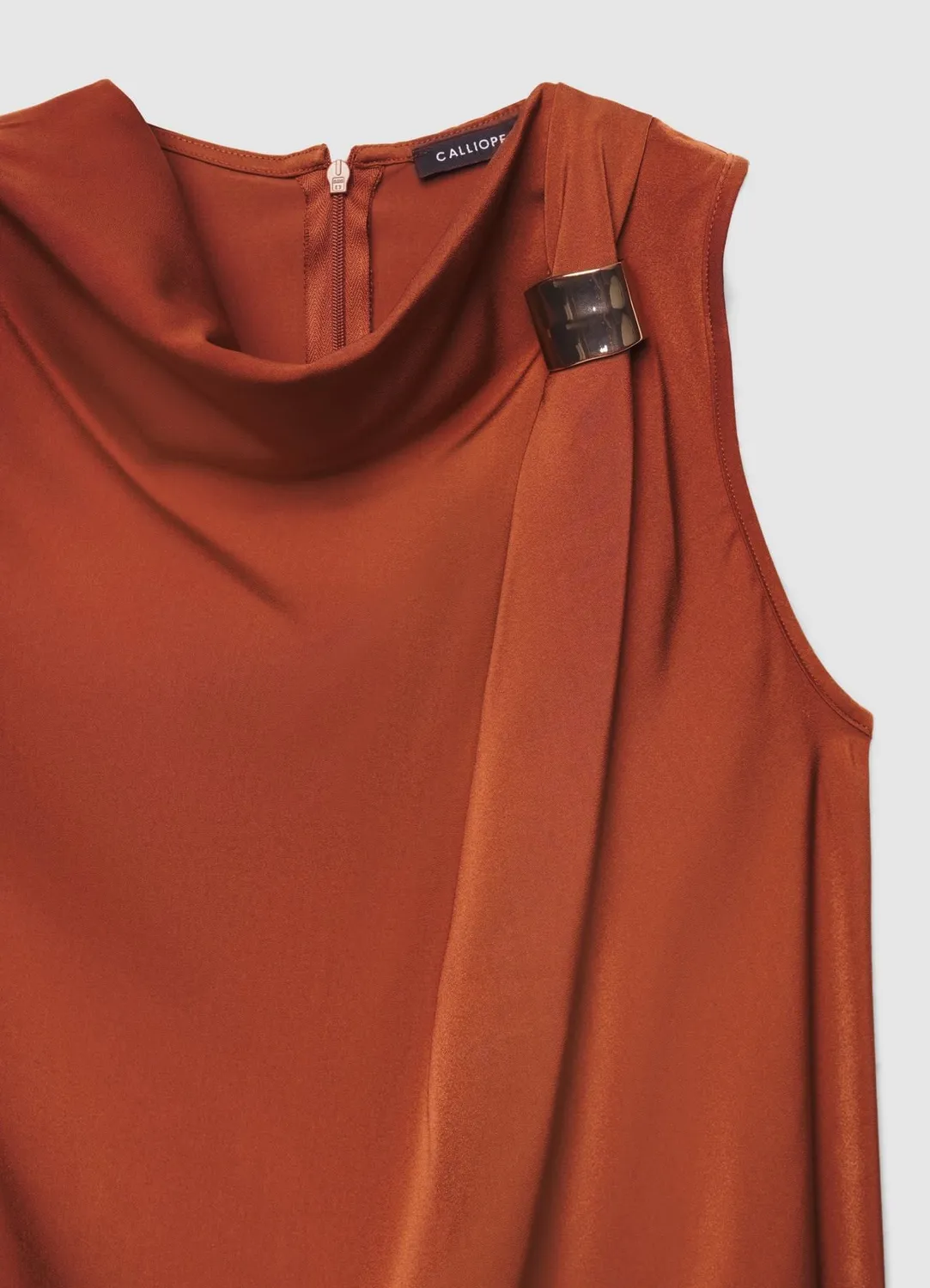 Calliope top satin femme anneau épaule drapé