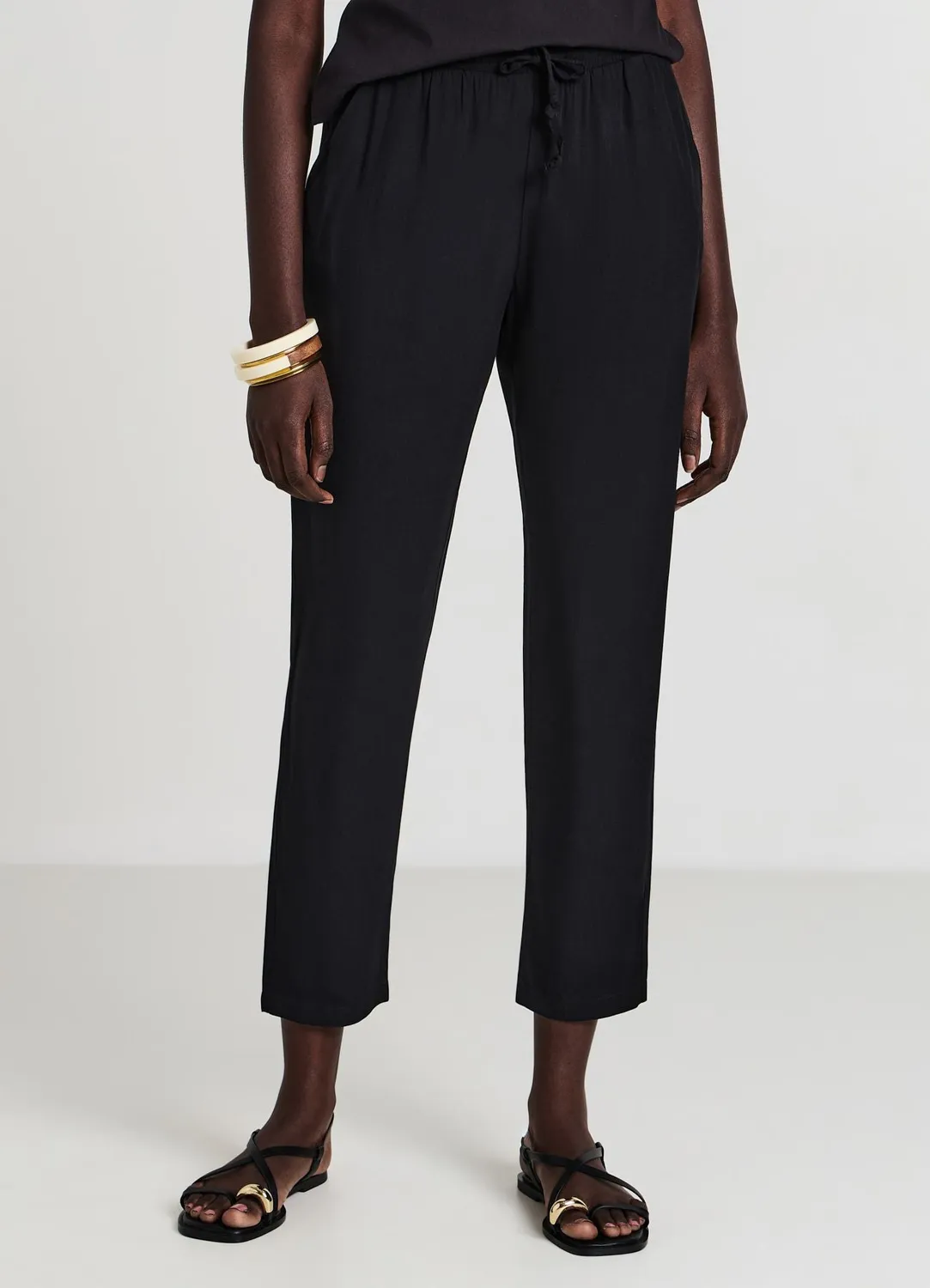 Calliope Pantalon long femme uni à coulisse