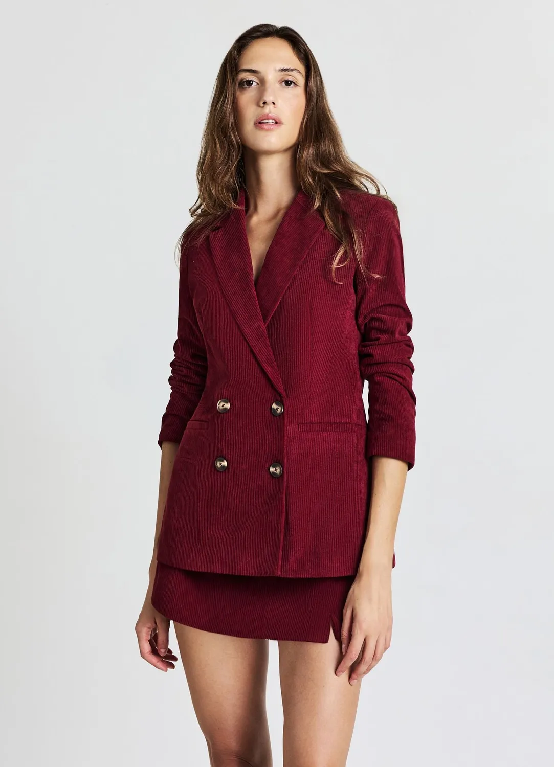 Calliope blazer femme double boutonnage effet velours