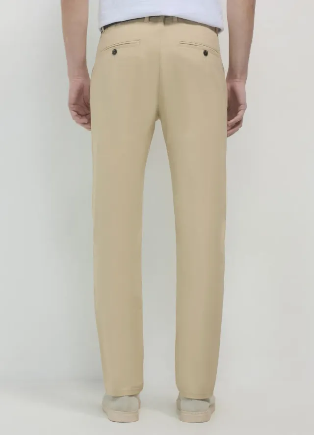 Calliope uni chino pantalon coton coupe droite