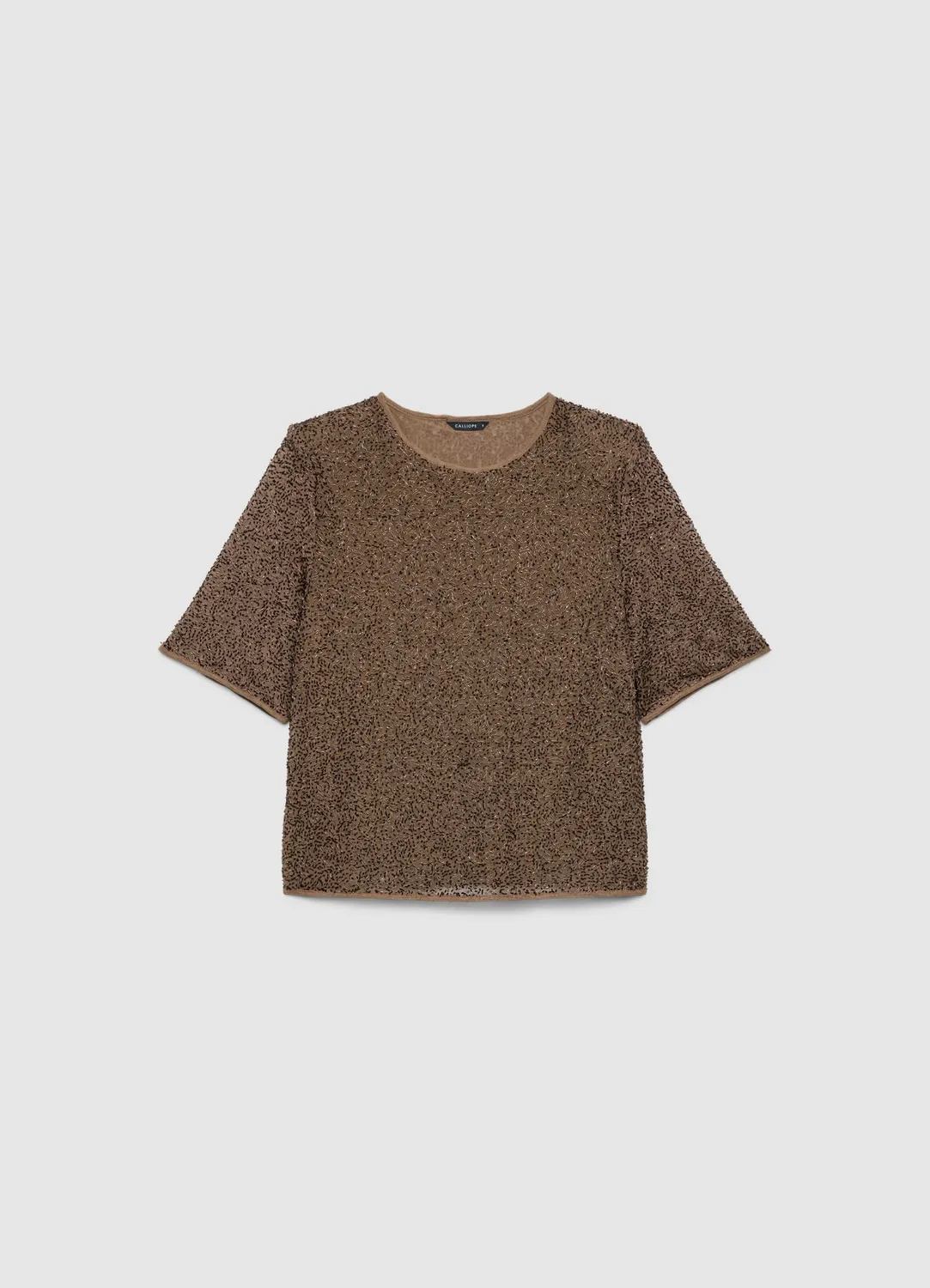 Calliope t-shirt brillant femme applications col rond