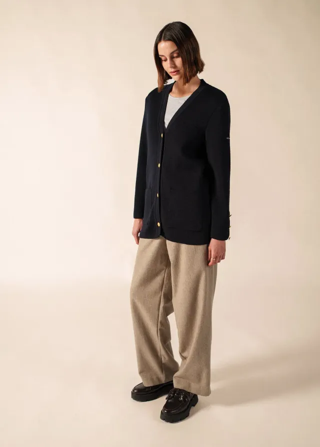 Saint James Palerme veste boutonnée navy 100% laine