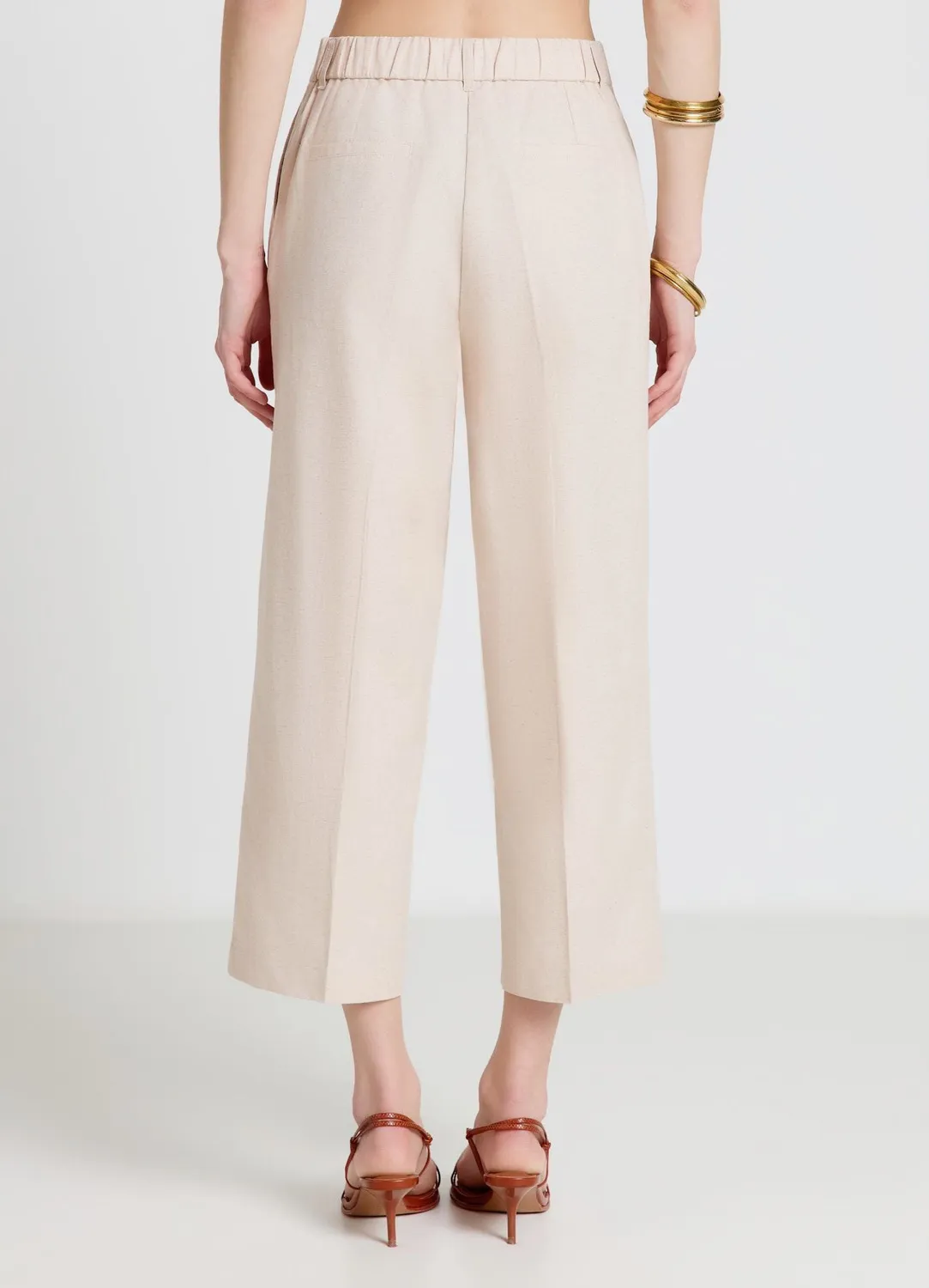 Calliope pantalon culotte à pinces femme uni taille haute