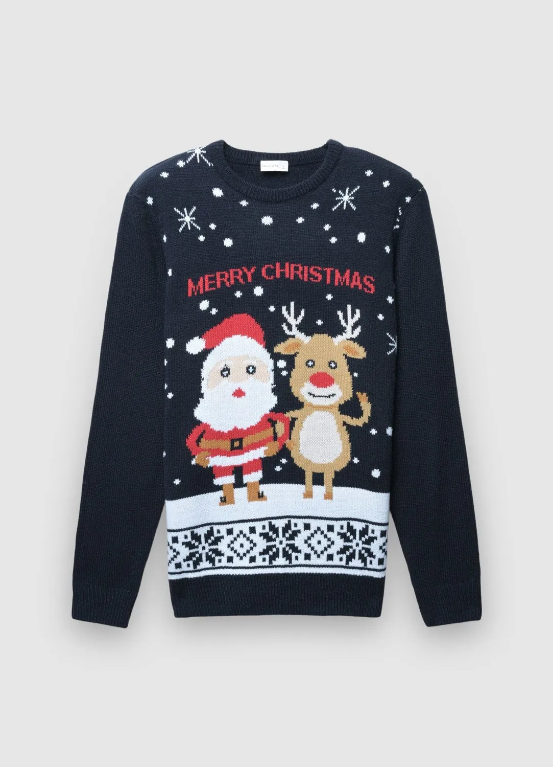 Calliope pull de Noël homme col rond imprimé festif