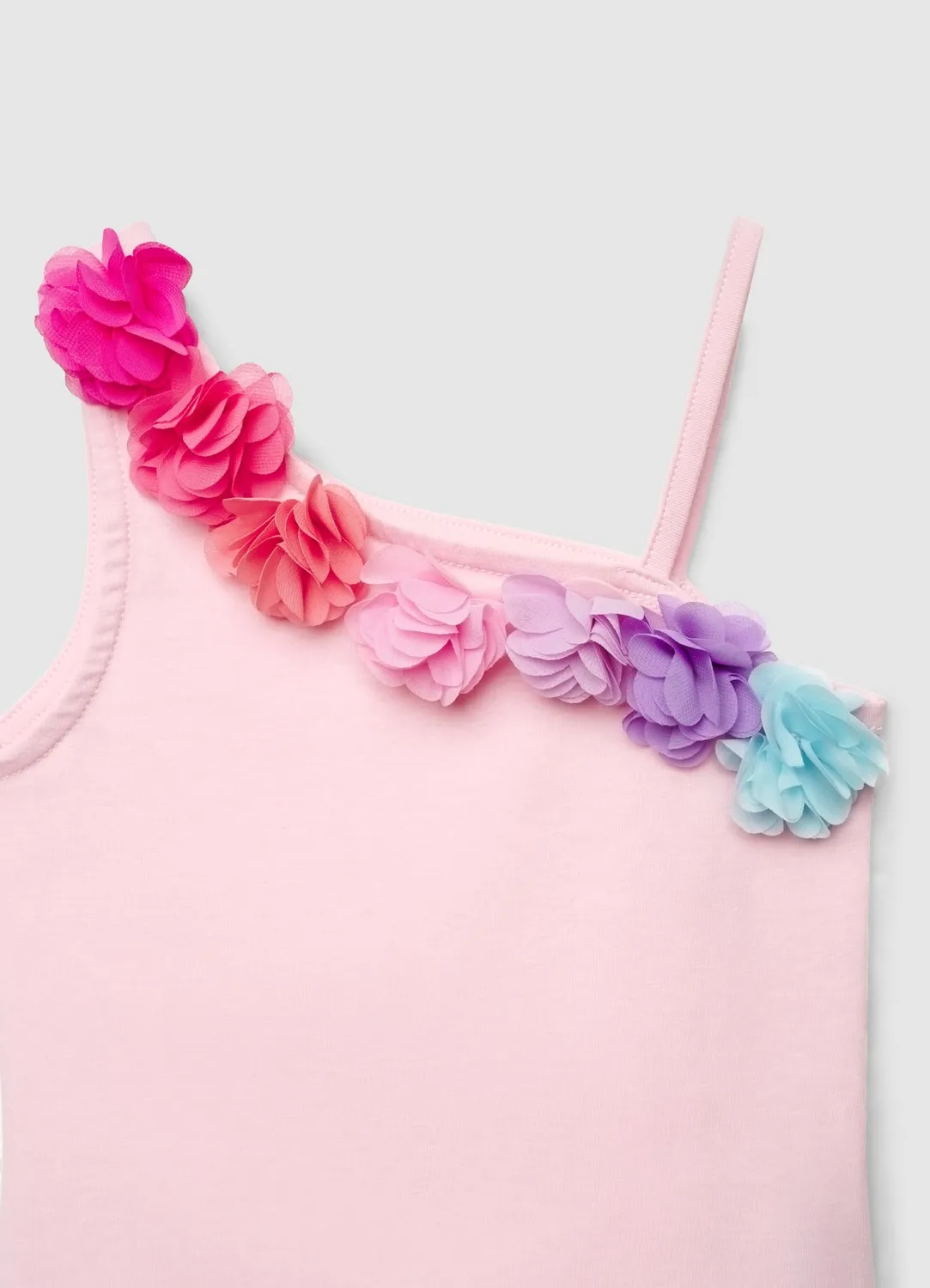 Calliope top une épaule fille fleurs appliquées