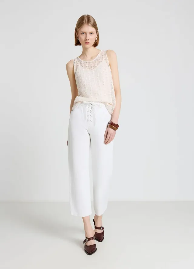 Calliope pantalon droit femme S lacets revers