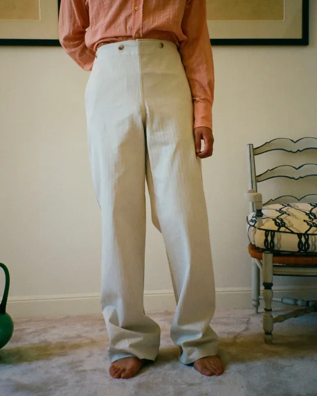 Erevan à pont herringbone sable pantalon droit