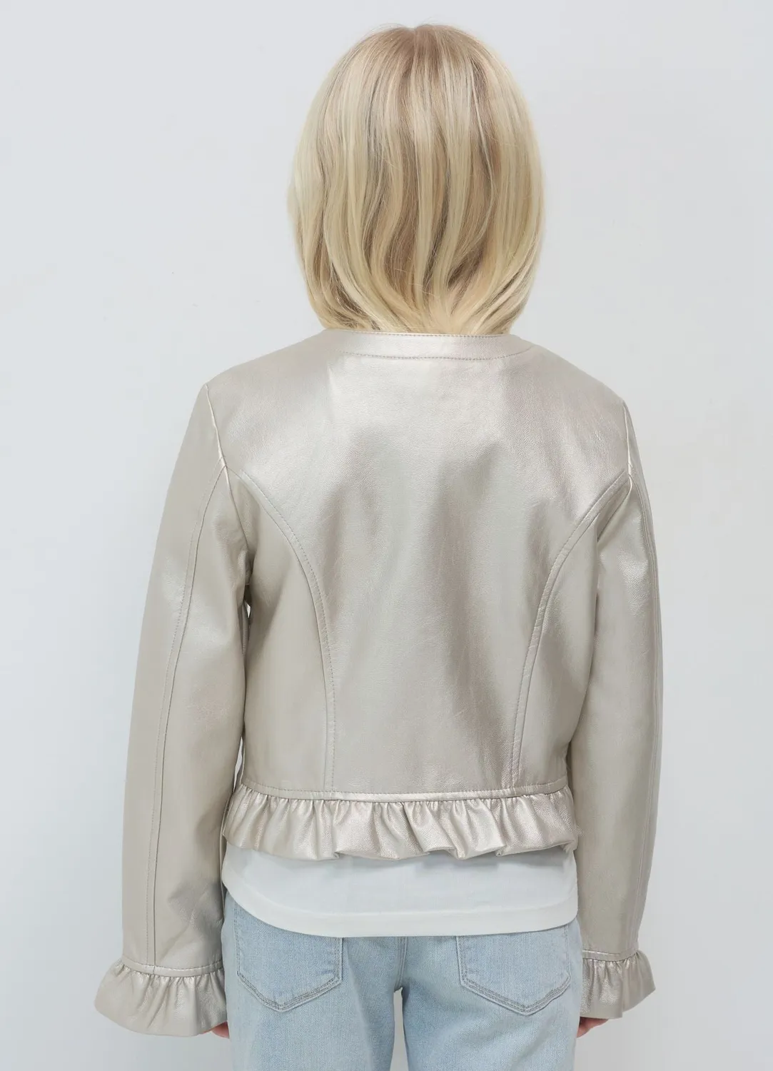 Calliope Blouson biker simili cuir volants fille