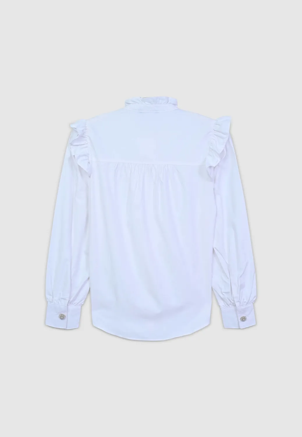 Calliope chemise femme volants bouton bijou coton