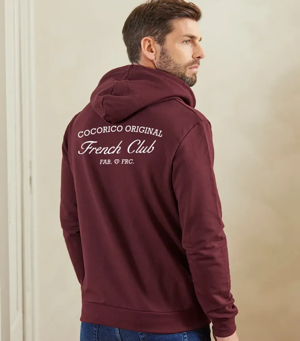 Cocorico French Club sweat capuche homme bordeaux coton