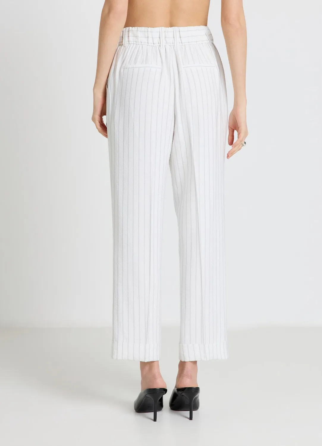 Calliope pantalon rayé femme élastique revers