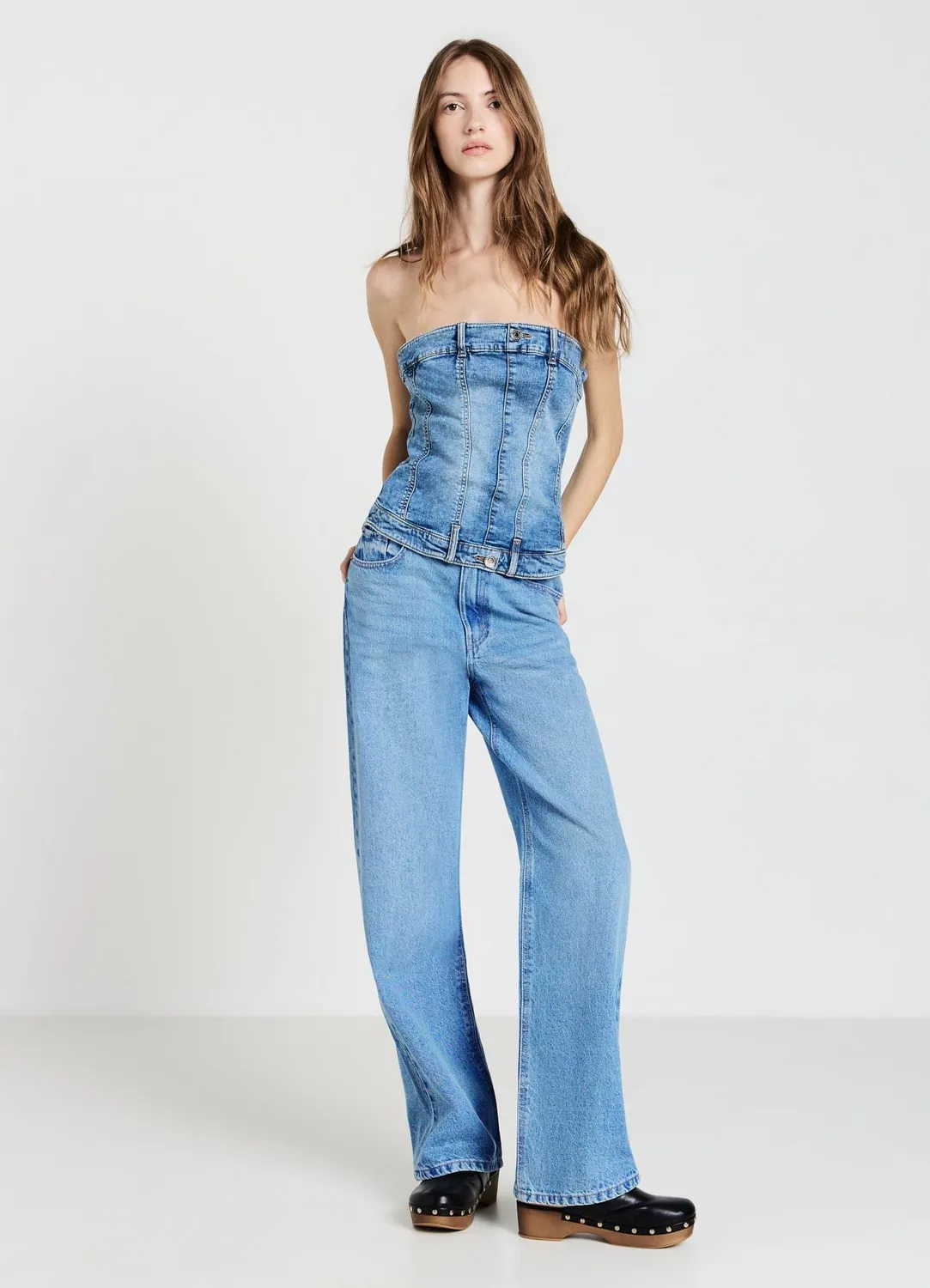 Calliope Top denim zip bandeau femme XS denim