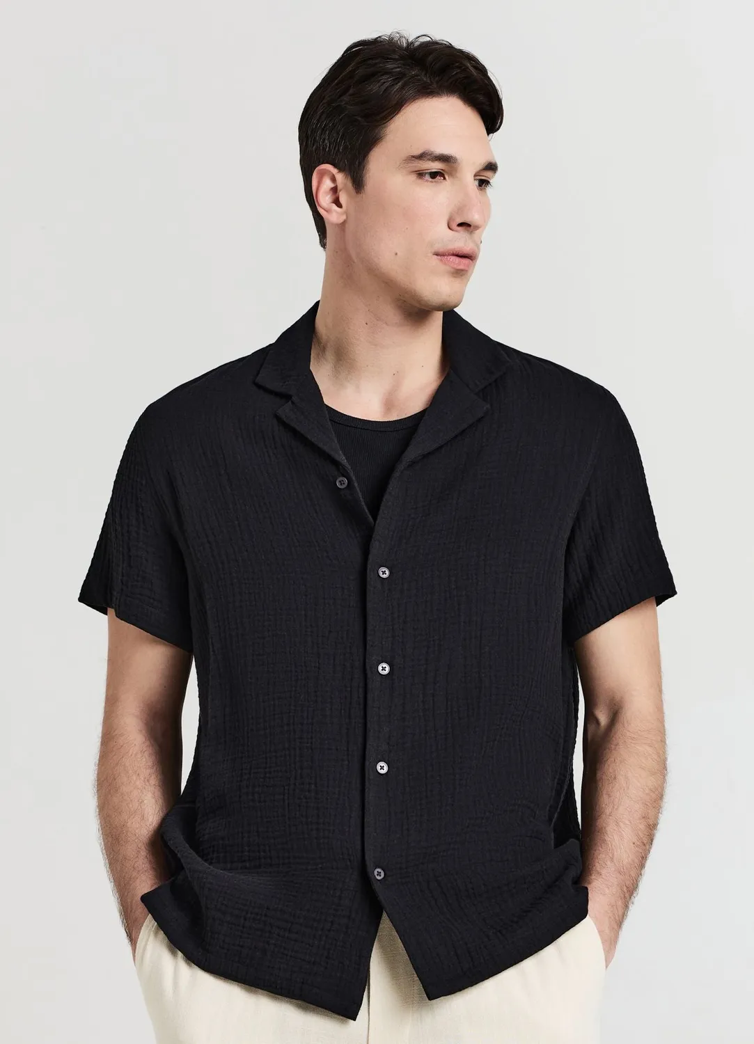 Calliope Chemise bowling coton gaufré homme