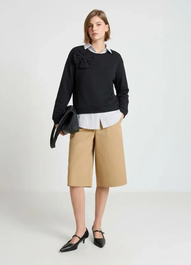 Calliope sweat femme col rond nœud épaule