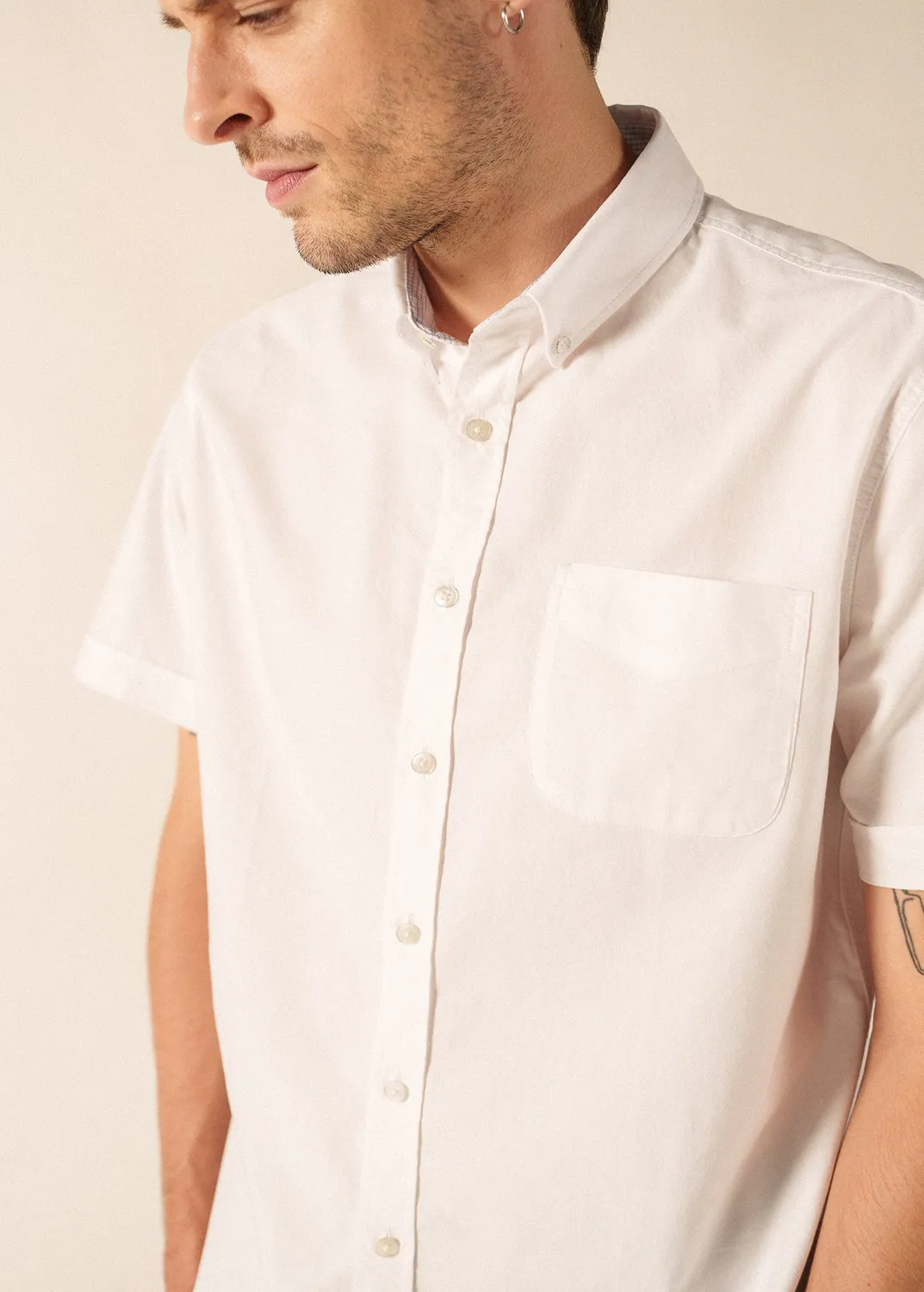 Saint James Amboise chemise blanche coton manches courtes